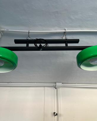 Lampadario doppio verde per biliardo, pub e taver