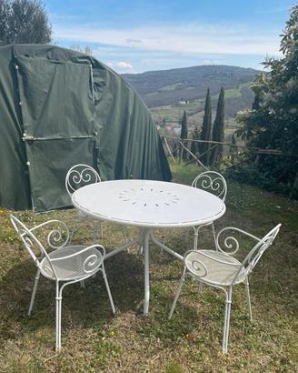 Tavolo da giardino (Vermobil) bianco con 4 sedie 