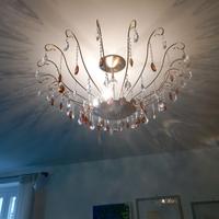 lampadario in ottone e cristallo 