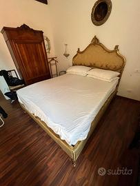 Letto veneziano dorato 160, 2 comodini, 2 poltrone
