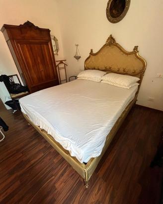 Letto veneziano dorato 160, 2 comodini, 2 poltrone