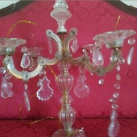 Rara lampada da tavolo 4 luci, girandole in vetro