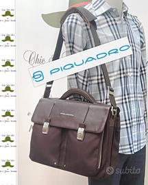 PIQUADRO CARTELLA LINK pelle e tessuto marrone 