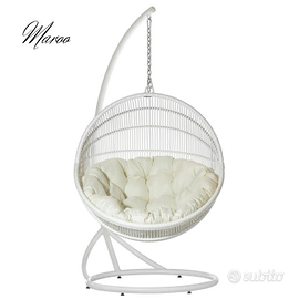 Poltrono sospesa in rattan sintetico MAROO bianca