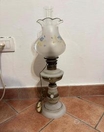 Lampada Ad olio Elettrificata vetro dipinto a mano