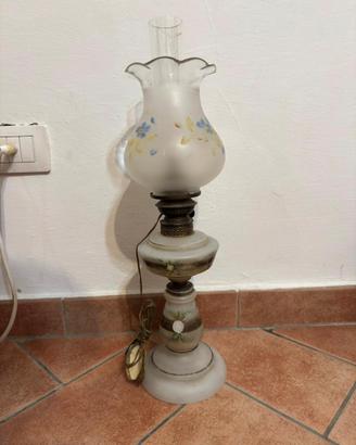 Lampada Ad olio Elettrificata vetro dipinto a mano