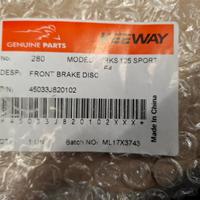 DISCO FRENO ANTERIORE KEEWAY RKS 125 SPORT