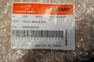 DISCO FRENO ANTERIORE KEEWAY RKS 125 SPORT