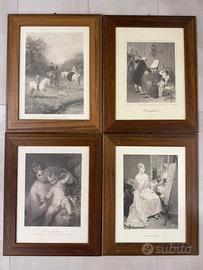 Set lotto 19 stampe d’epoca incorniciate