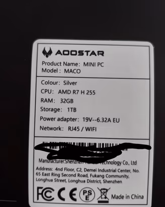 Mini PC Aoostar Maco 32gb +1TB