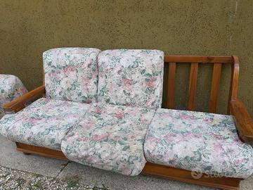 DIVANO TELAIO LEGNO MASSICCIO 3 POSTI + 2 POSTI