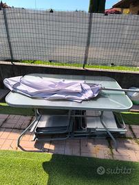 tavolo da esterno 140x90 cm con sedie e ombrellone