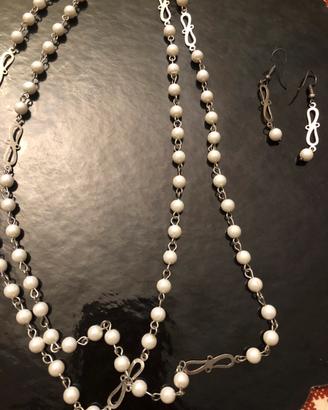Collana lunga + orecchini ( x buco) bigiotteria