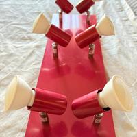 Plafoniera 6 faretti led rossa 45x15