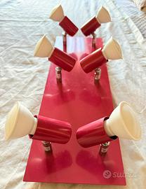 Plafoniera 6 faretti led rossa 45x15