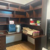 Libreria con scrivania in noce massello