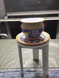 Vaso porta piante e piatto in ceramica