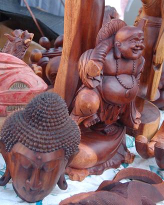 Statue Sculture Indiane in legno di teak