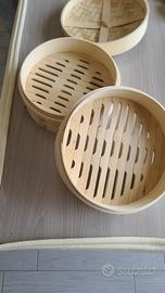 Vaporiera in Bamboo 2 Ripiani + omaggio >90 fogli 