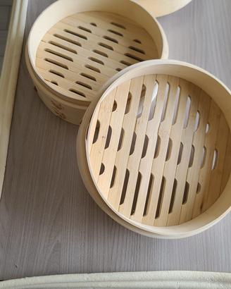 Vaporiera in Bamboo 2 Ripiani + omaggio >90 fogli 