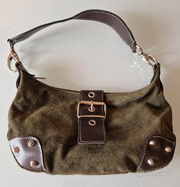 Borsa tracolla mezzaluna pelle scamosciata verde