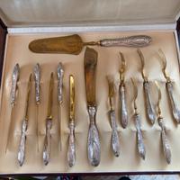 Set 14 posate da dolce vintage - Manico argentato