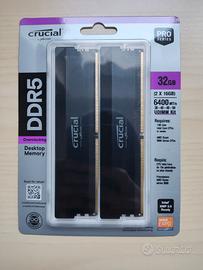 Ram Crucial Pro DDR5 32GB 6400MHz CL38 NUOVE