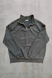 Felpa nera con mezza zip uomo XL