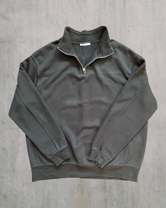 Felpa nera con mezza zip uomo XL