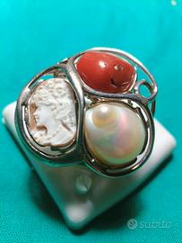 anello regolabile argento rodiato 