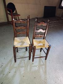 Coppia sedie antiche stile rustico 