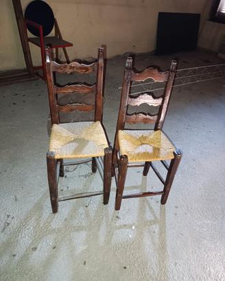 Coppia sedie antiche stile rustico 