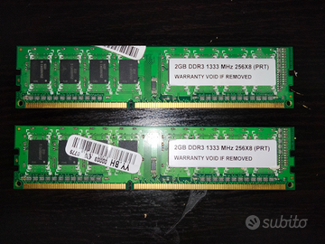 N.2 RAM PC DDR3 1333Mhz 2Gb