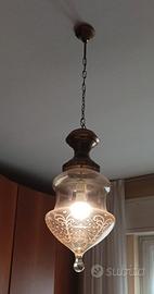 lampadario vintage in vetro decorato