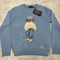 Maglione Polo Ralph Lauren azzurro con orso tg S