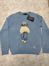Maglione Polo Ralph Lauren azzurro con orso tg S