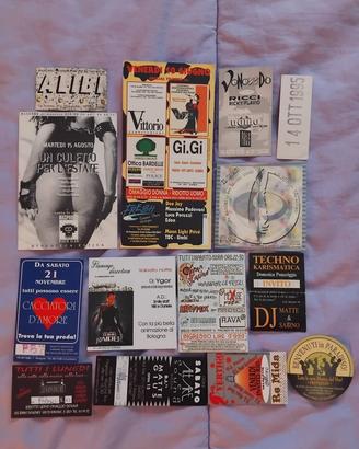 flyer discoteche Bologna, riviera anni 90/2000