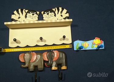 Set tre appendiabiti bimbo in legno