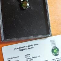 Nuovo ciondolo in argento 925 con diopside Russo