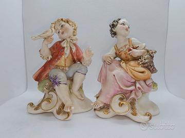 coppia statuine porcellana Capodimonte G.Cappè