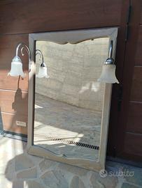 SPECCHIO BAGNO CLASSICO IN LEGNO CON APPLIQUE 