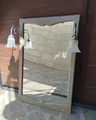 SPECCHIO BAGNO CLASSICO IN LEGNO CON APPLIQUE 