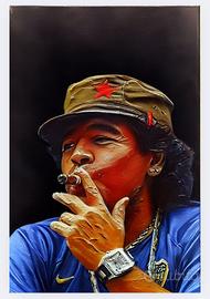 QUADRO MARADONA 50X75CM Su FOREX BIANCO