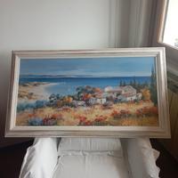 paesaggio in acrilico retouche su tela cm 50x100