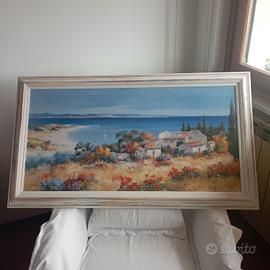 paesaggio in acrilico retouche su tela cm 50x100