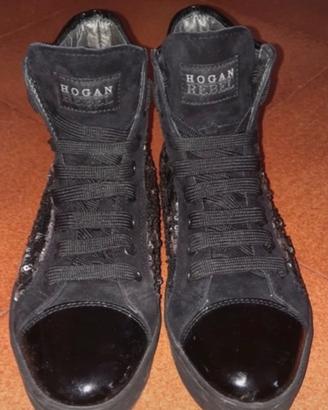 Hogan Rebel scarpe donna nere 38 sneakers glitter