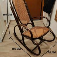 Sedia a Dondolo Originale in Rattan e Legno