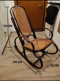 Sedia a Dondolo Originale in Rattan e Legno