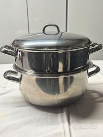 Pentola con vaporiera in acciaio inox 18/10
