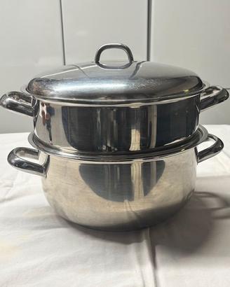 Pentola con vaporiera in acciaio inox 18/10